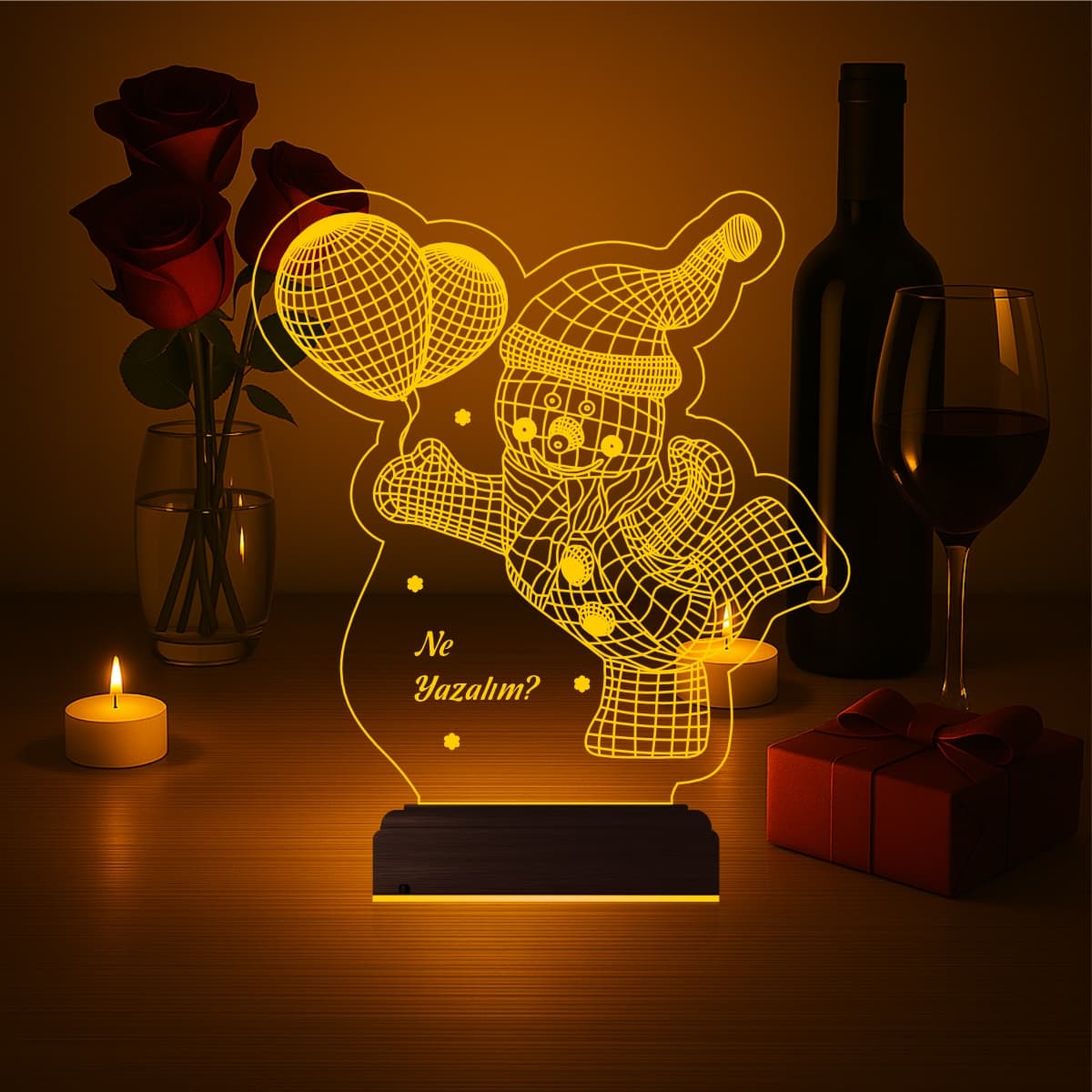 Снеговик с шариками — 3D LED Ночник | Именной подарок 7