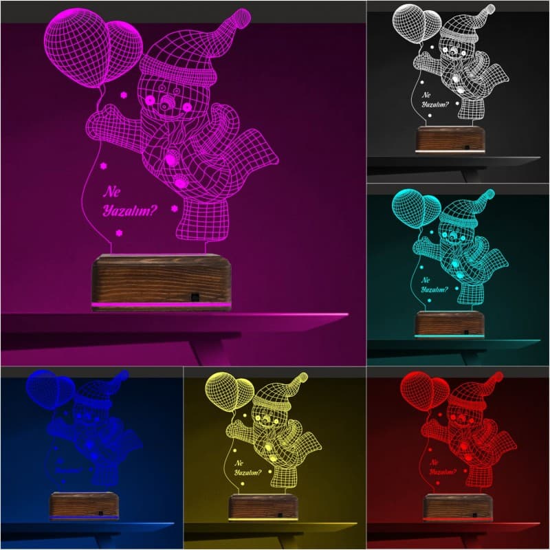 Снеговик с шариками — 3D LED Ночник | Именной подарок 10