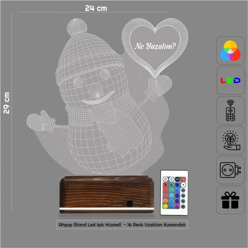 Снеговик с сердцем — 3D LED Ночник | Романтический подарок 2