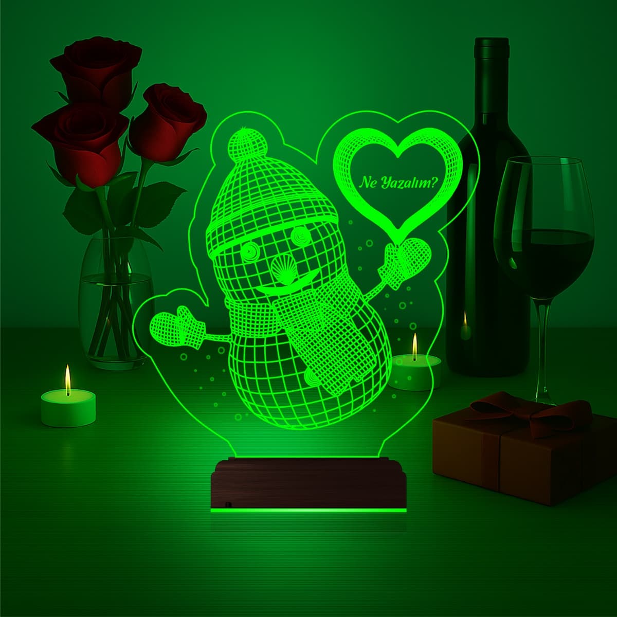 Снеговик с сердцем — 3D LED Ночник | Романтический подарок 5