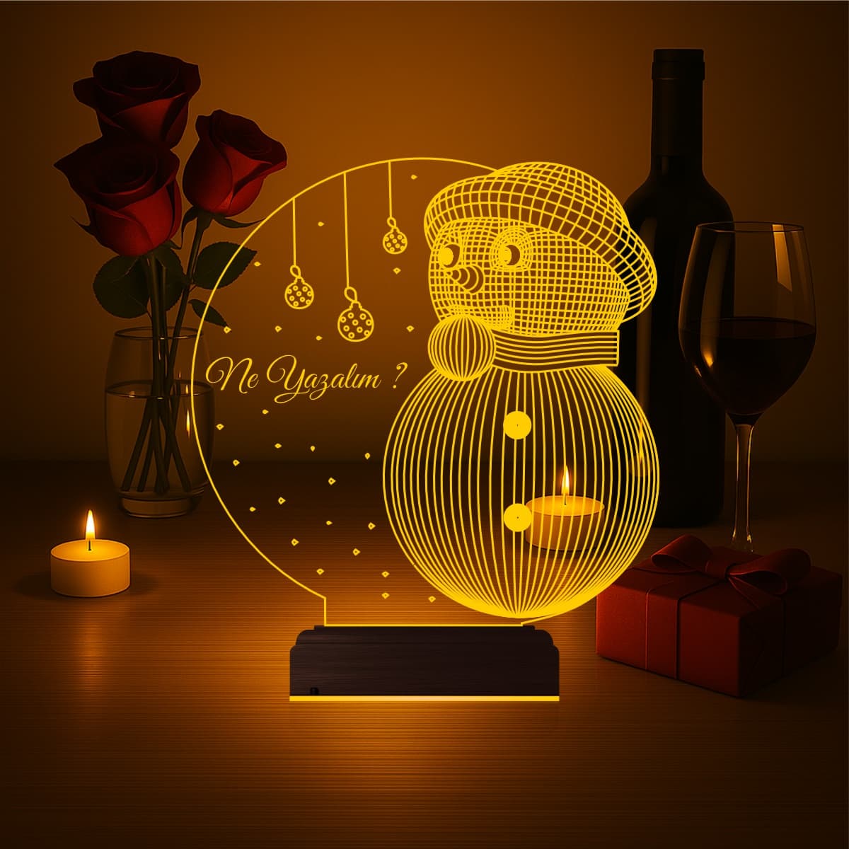 Снеговик — 3D LED Ночник | Подарок на Новый год 3