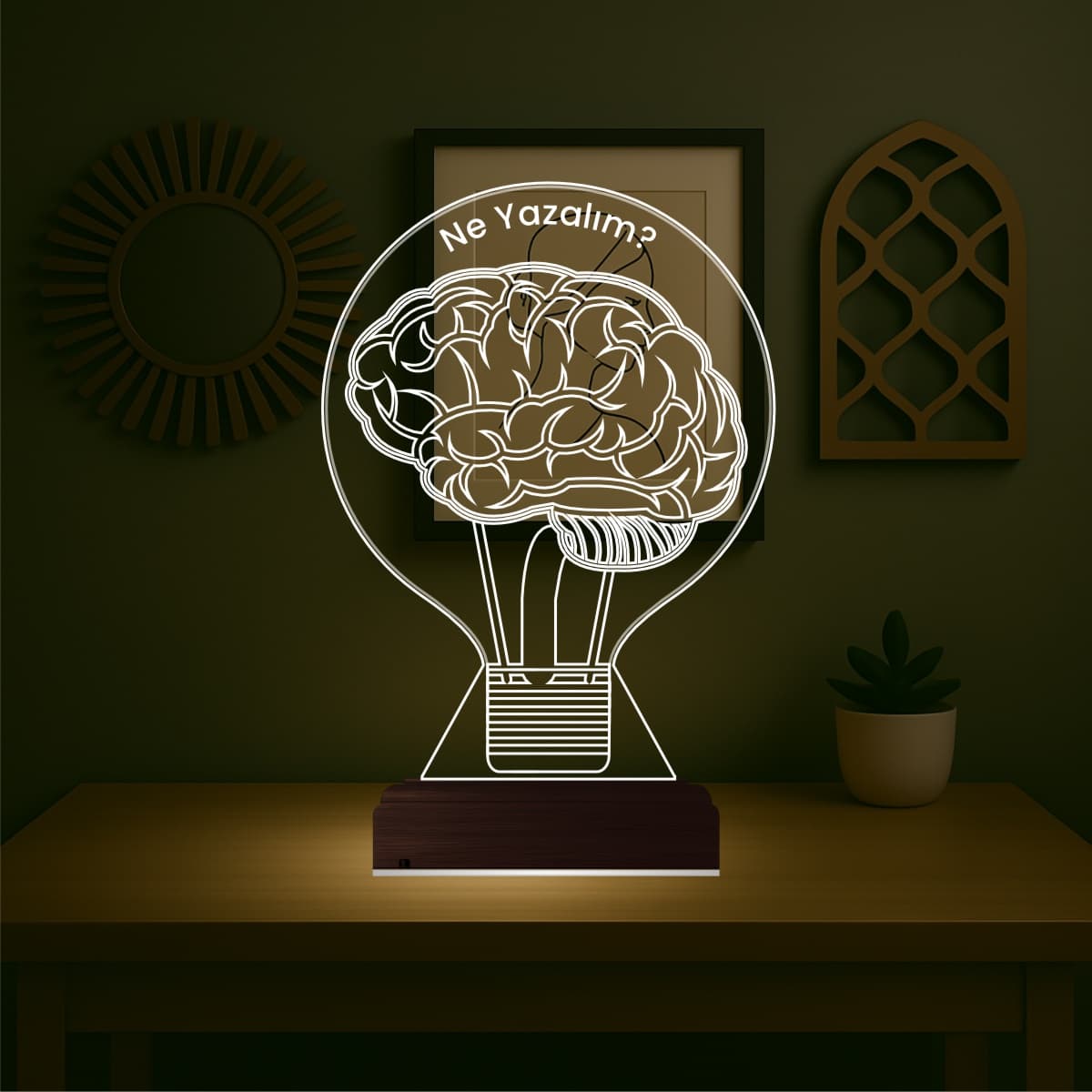 Лампа Мозг 3D Ночник с Гравировкой 1