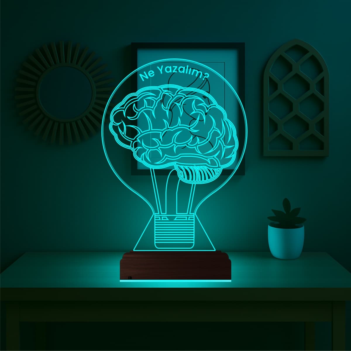 Лампа Мозг 3D Ночник с Гравировкой 3