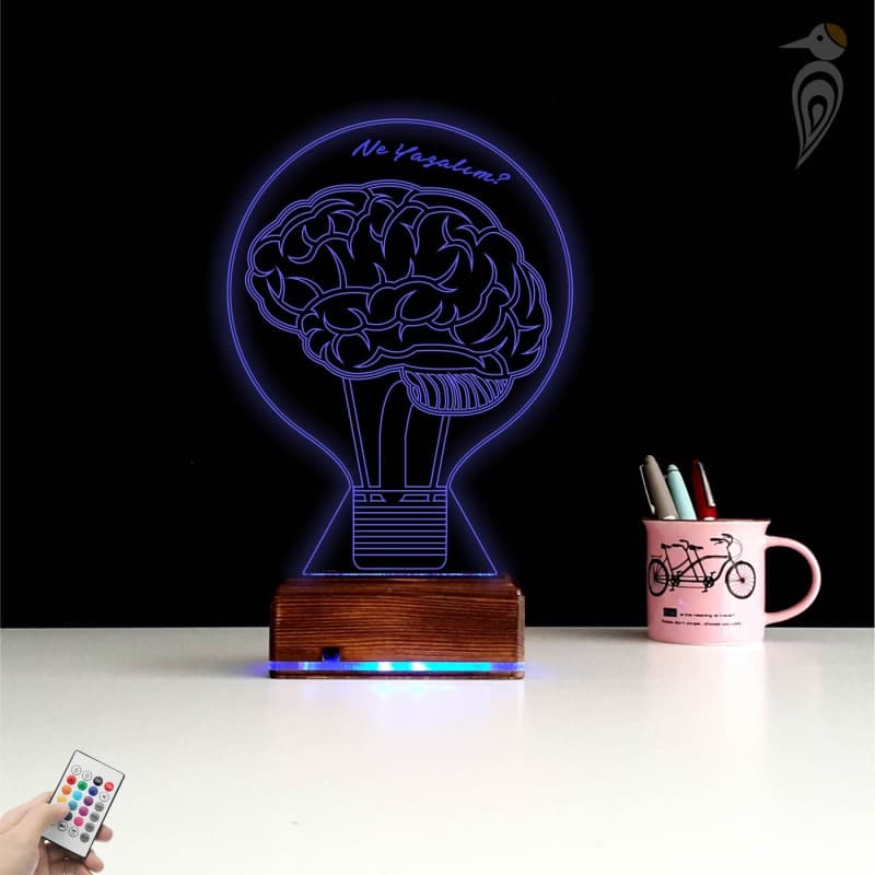 Лампа Мозг 3D Ночник с Гравировкой 9