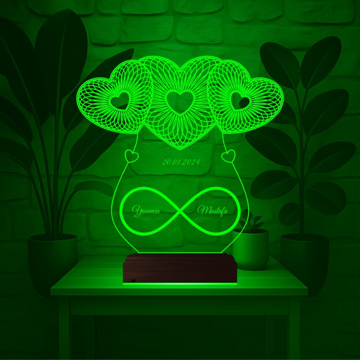 Сердца и бесконечность — 3D LED Ночник | Подарок на годовщину 5