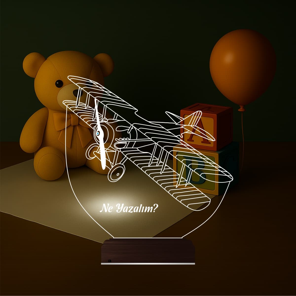 Самолет Биплан — 3D LED Ночник | Подарок ребенку 7