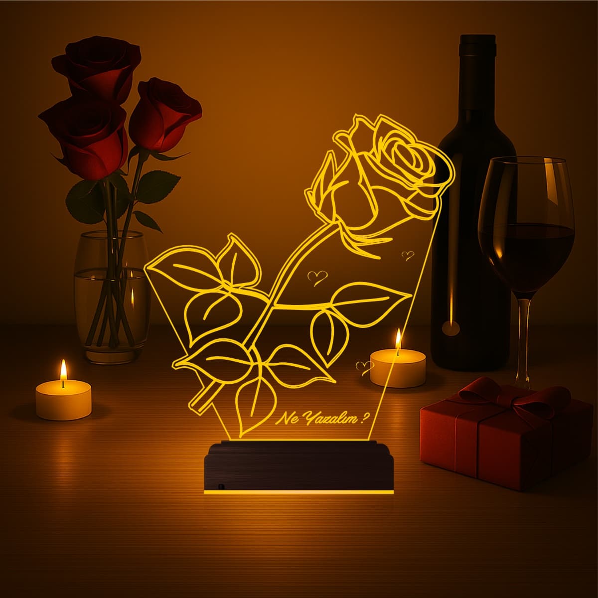 Роза — 3D LED Ночник | Романтический подарок 1