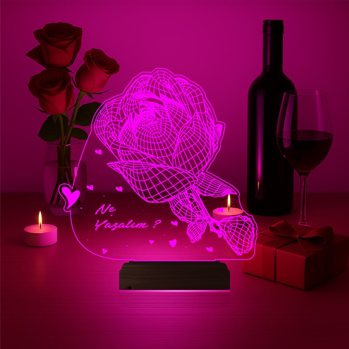 Роза — 3D LED Ночник | Романтический подарок 4