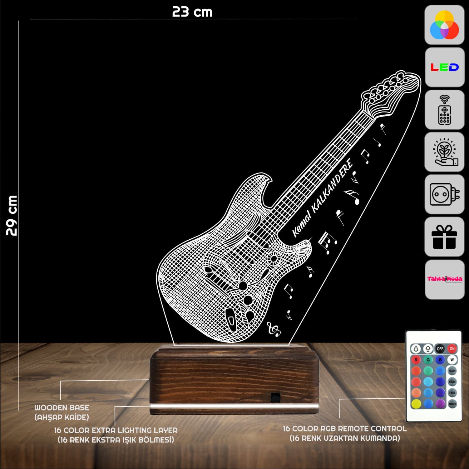 Электрогитара — 3D LED Ночник | Именной подарок музыканту 2