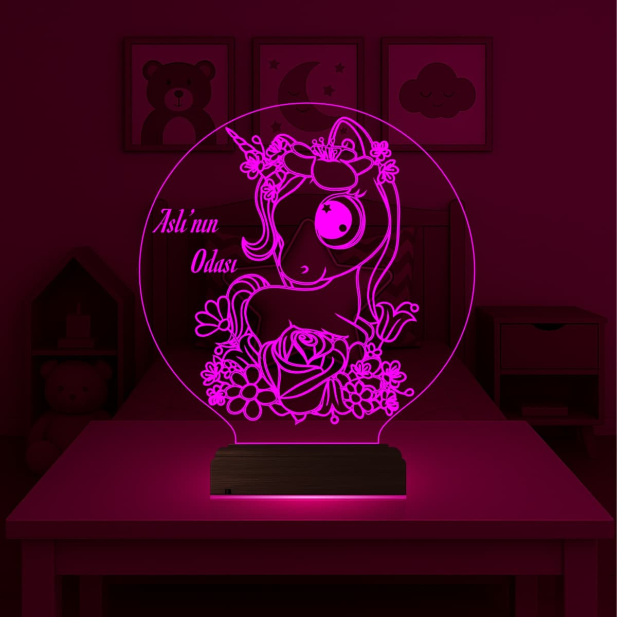 Единорог — 3D LED Ночник | Именной подарок девочке 1