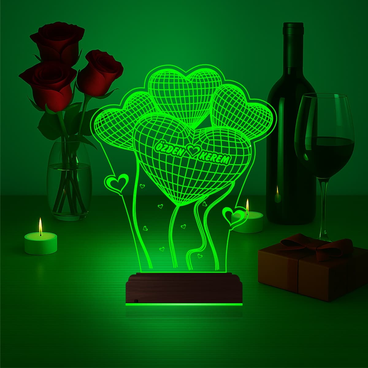 Сердца с именами — 3D LED Ночник | Романтический подарок 1