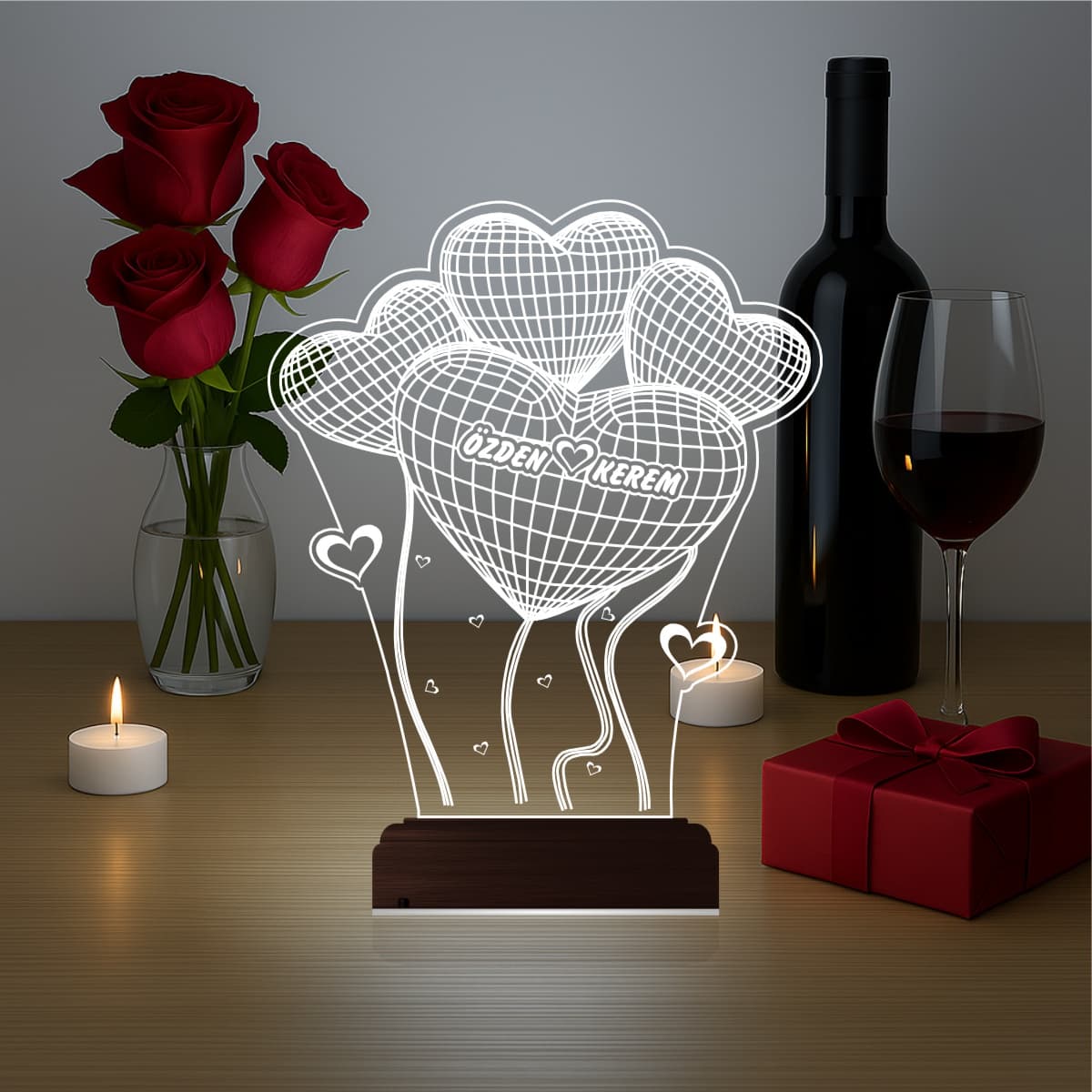Сердца с именами — 3D LED Ночник | Романтический подарок 5