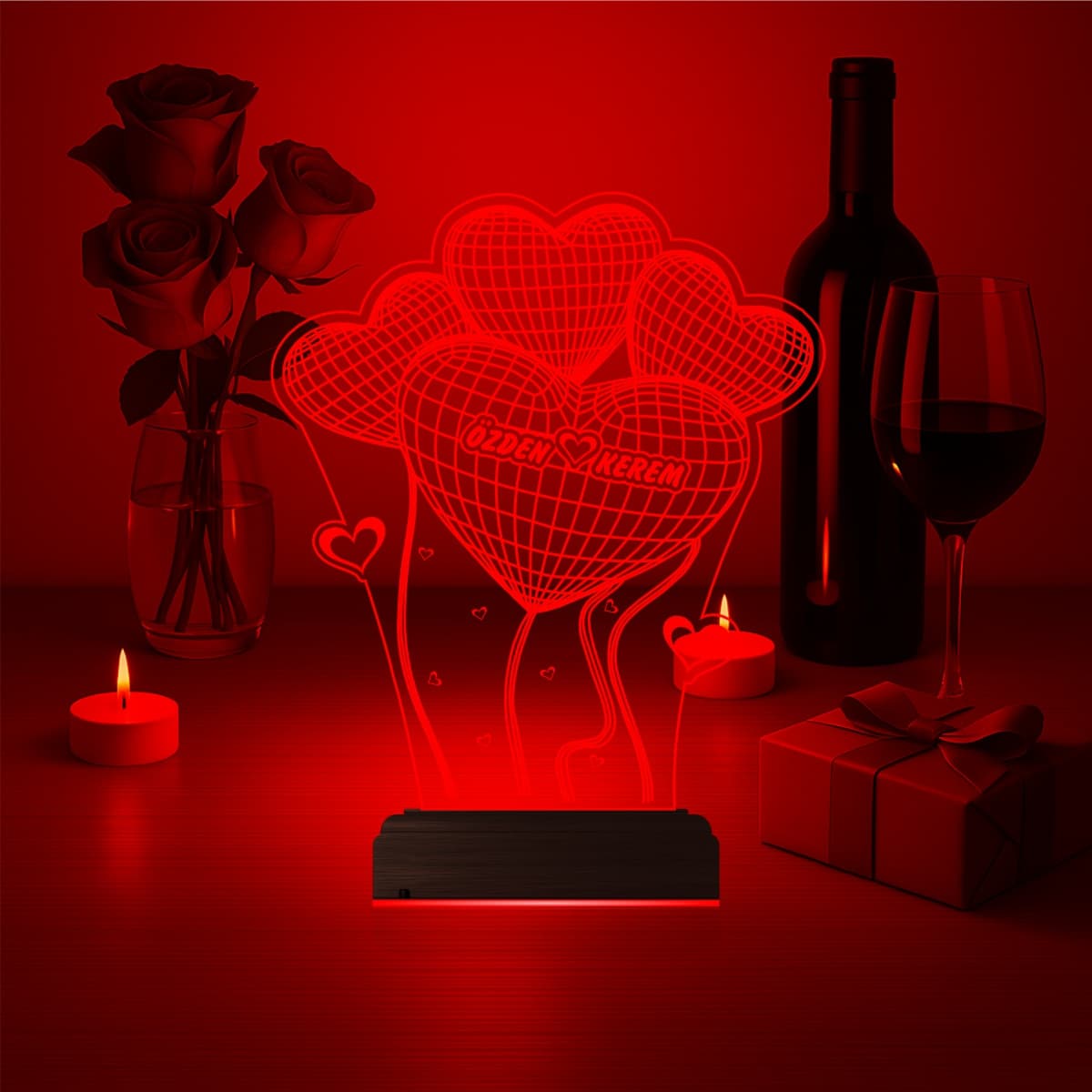 Сердца с именами — 3D LED Ночник | Романтический подарок 6