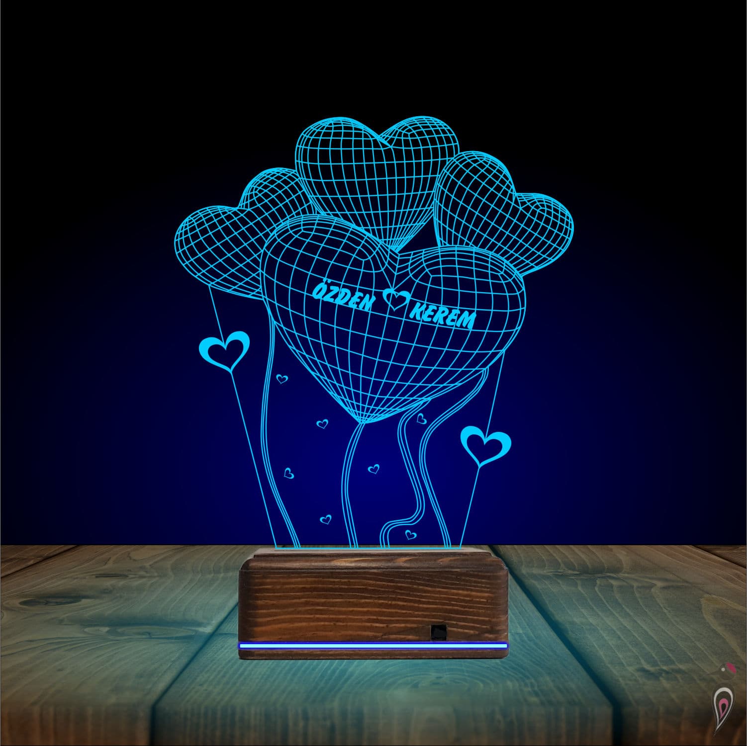 Сердца с именами — 3D LED Ночник | Романтический подарок 10