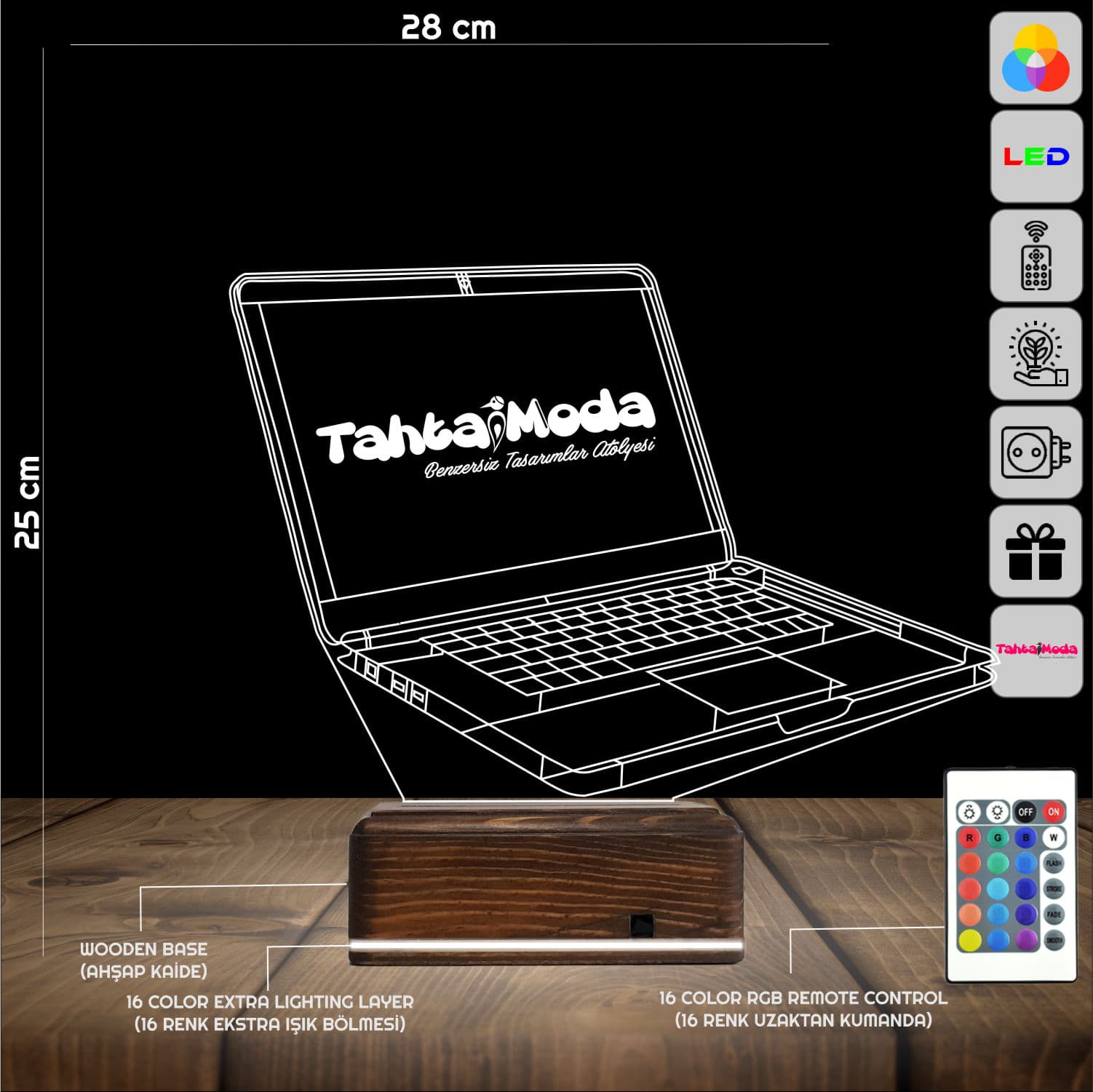 Ноутбук — 3D LED Ночник | Именной подарок программисту 2