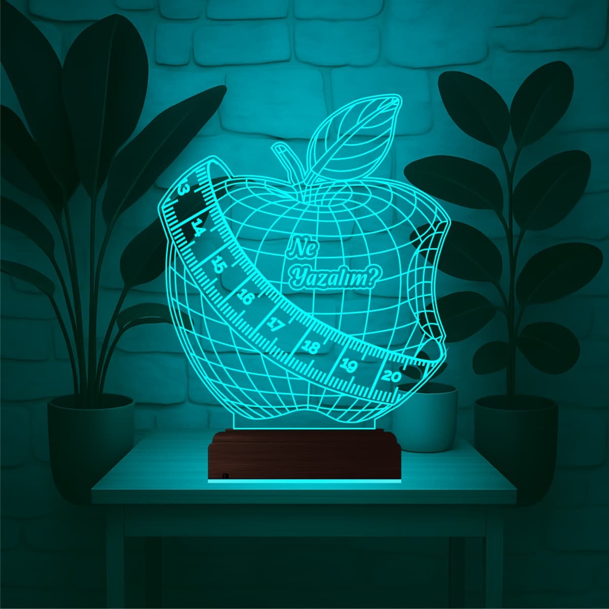 Яблоко и мерная лента — 3D LED Ночник | Подарок диетологу 3