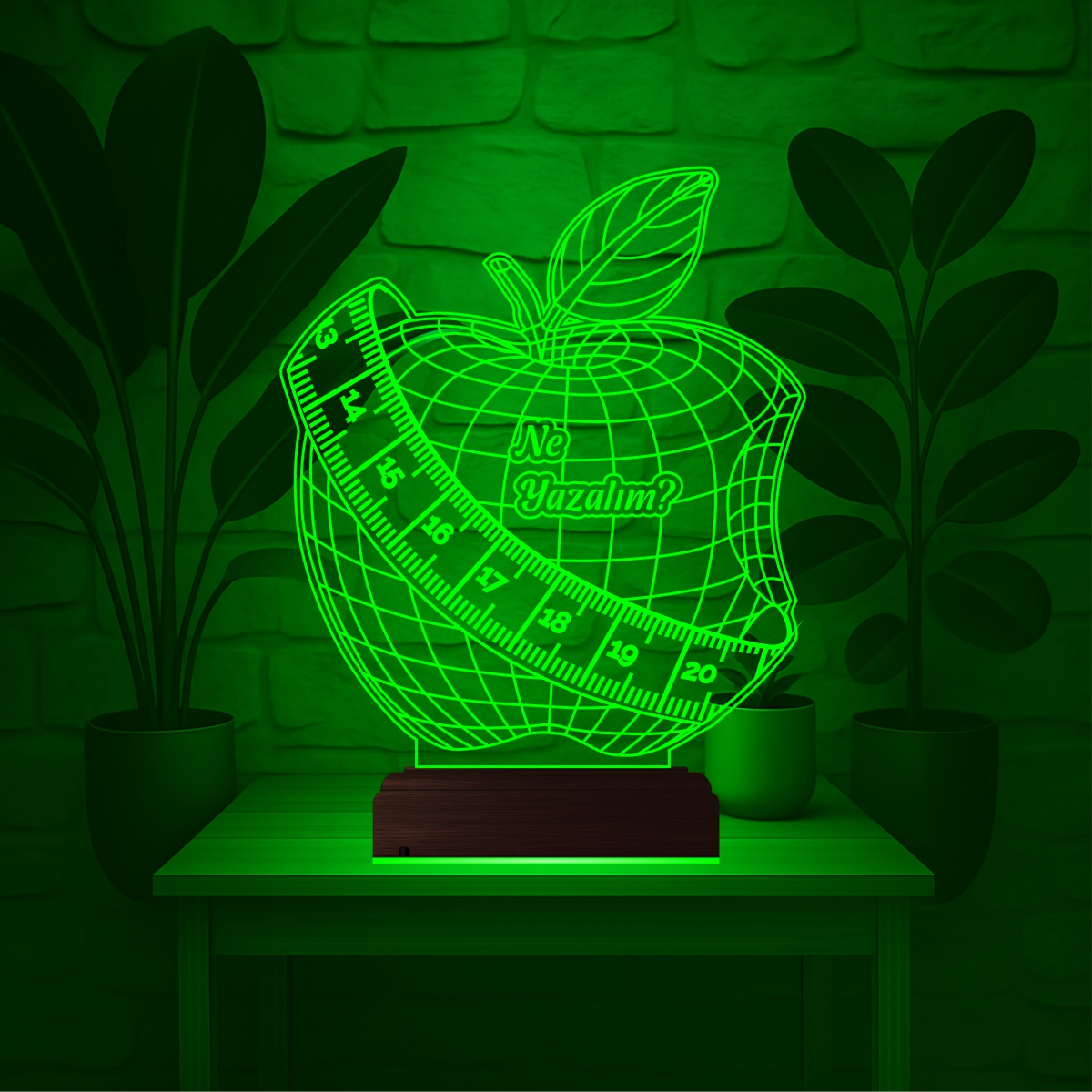 Яблоко и мерная лента — 3D LED Ночник | Подарок диетологу 4