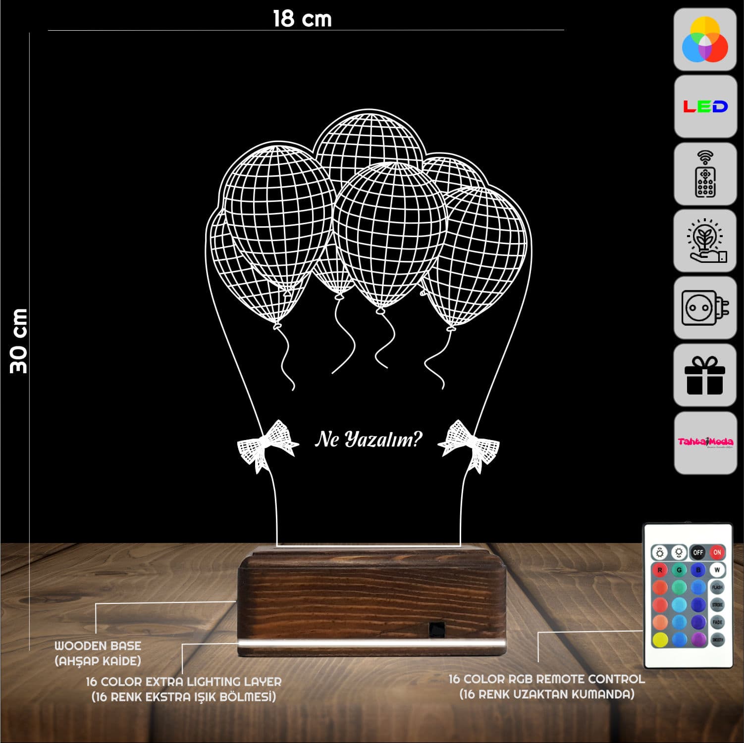 Воздушные шары — 3D LED Ночник | Подарок с вашей надписью 2