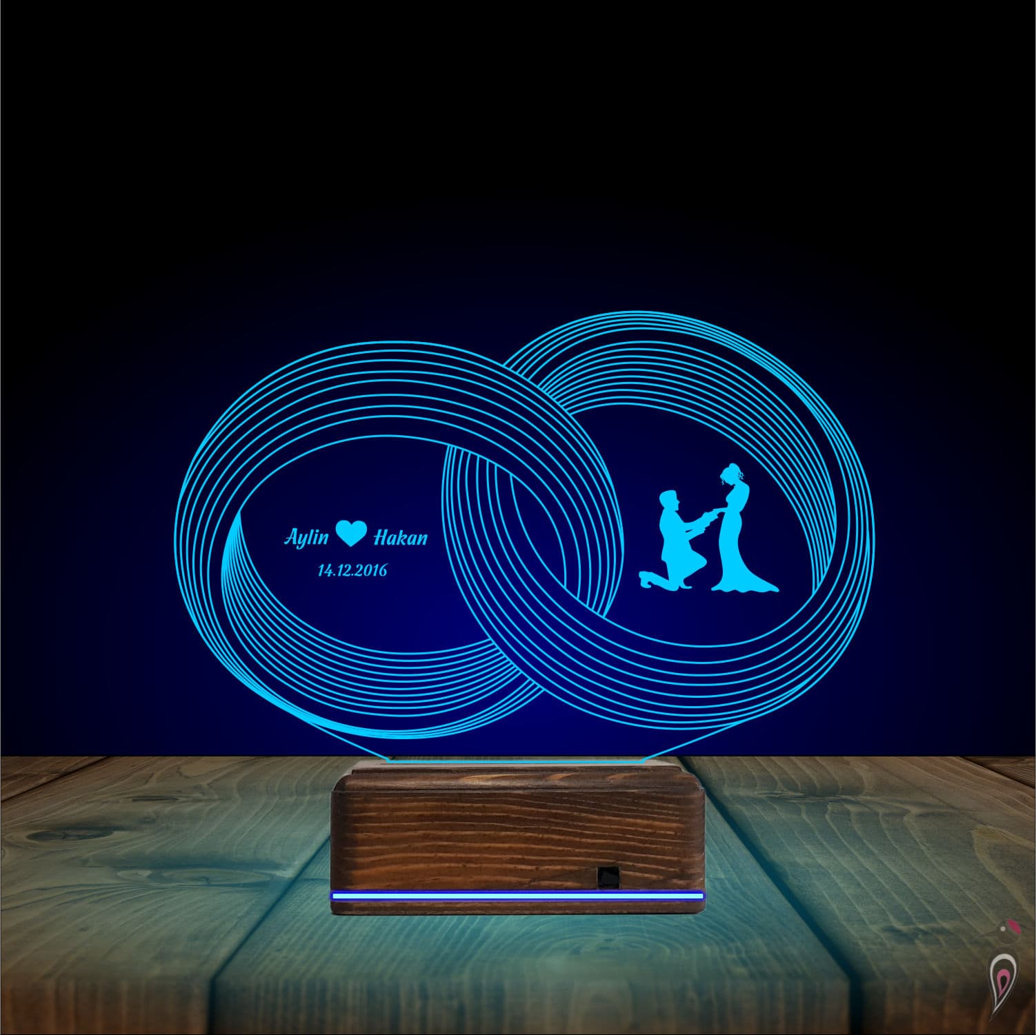 Кольца и предложение — 3D LED Ночник | Подарок на годовщину 10