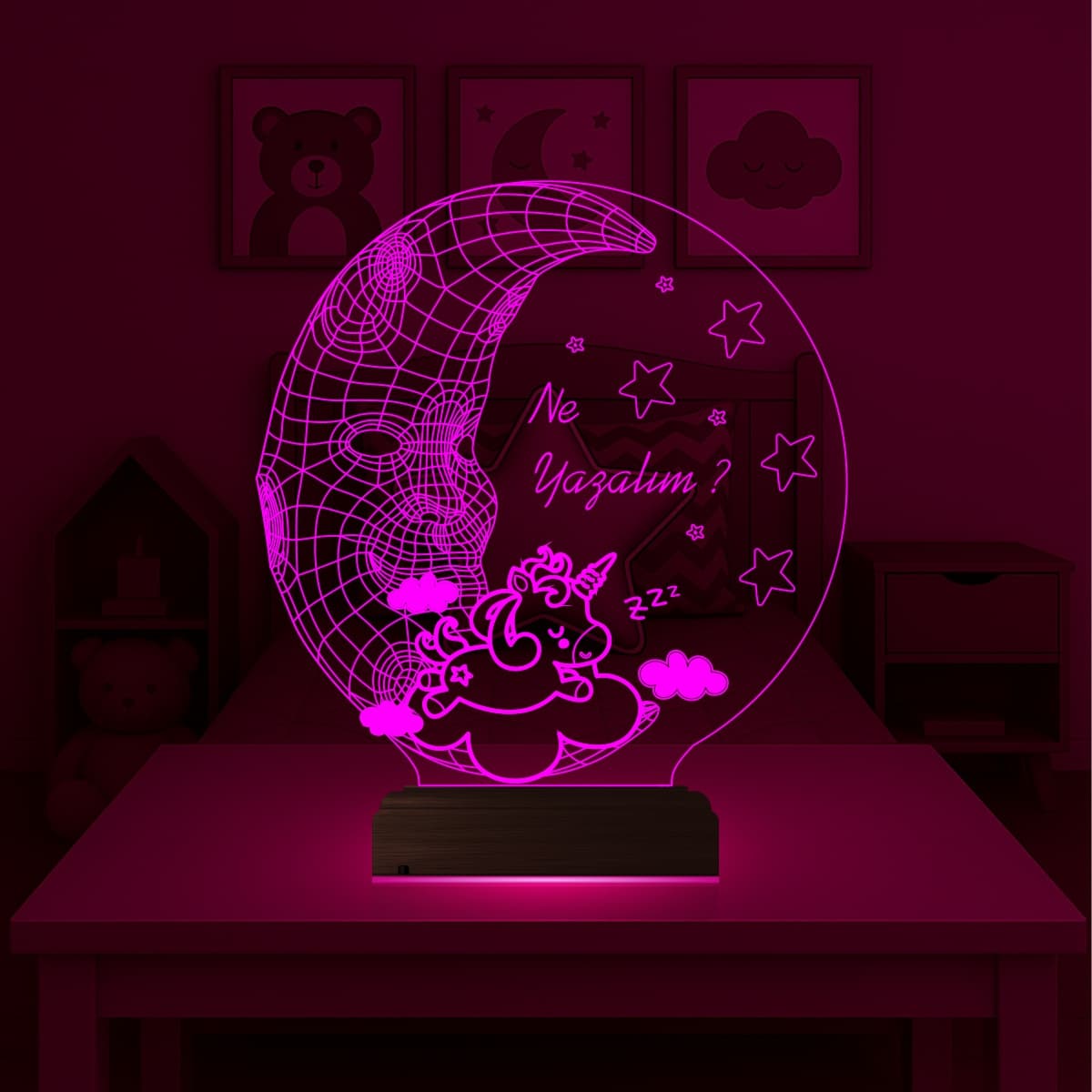 Единорог на Луне — 3D LED Ночник | Подарок ребёнку 6