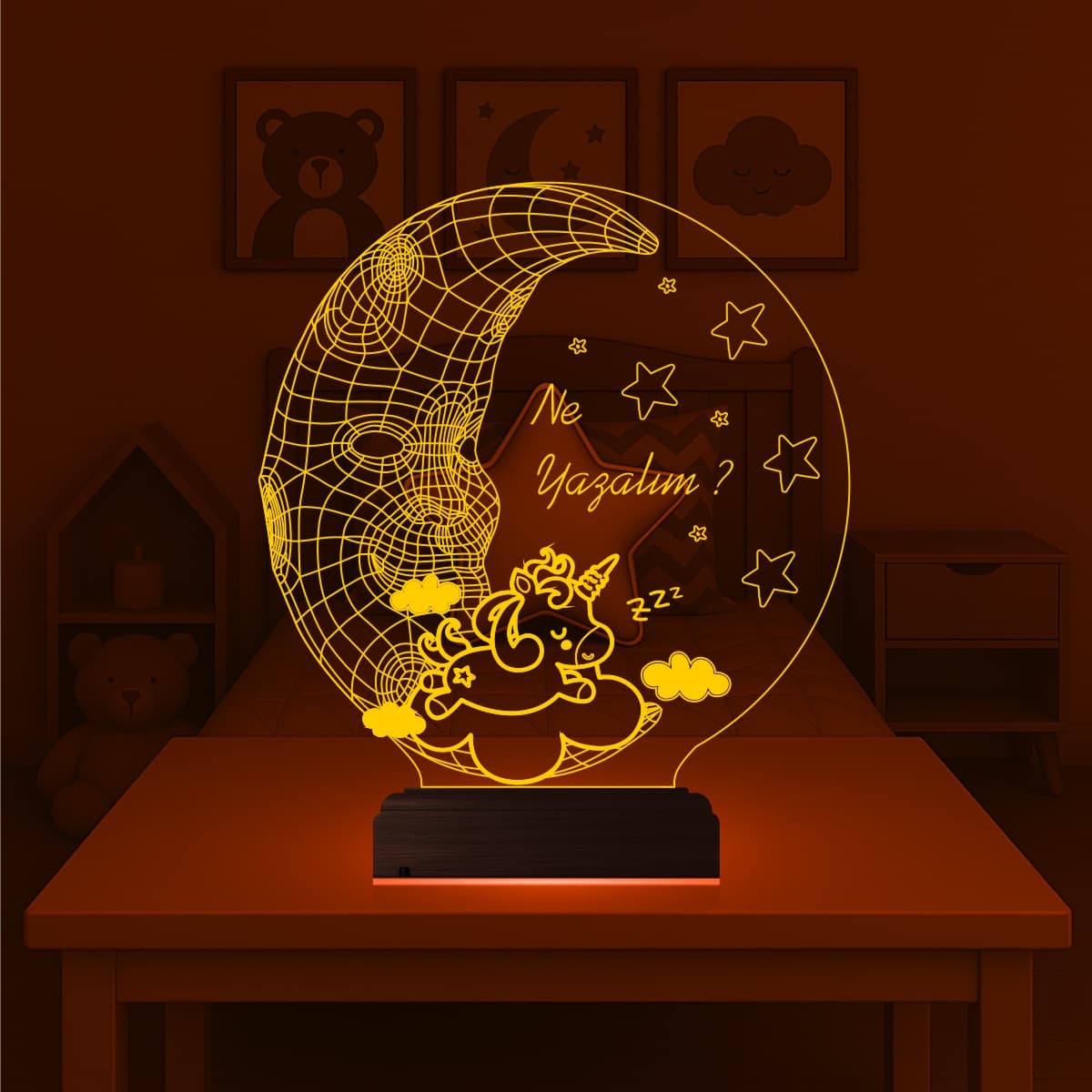 Единорог на Луне — 3D LED Ночник | Подарок ребёнку 7