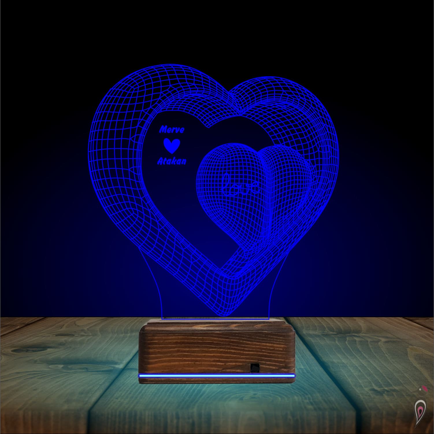 Сердца с именами 3D Ночник 10