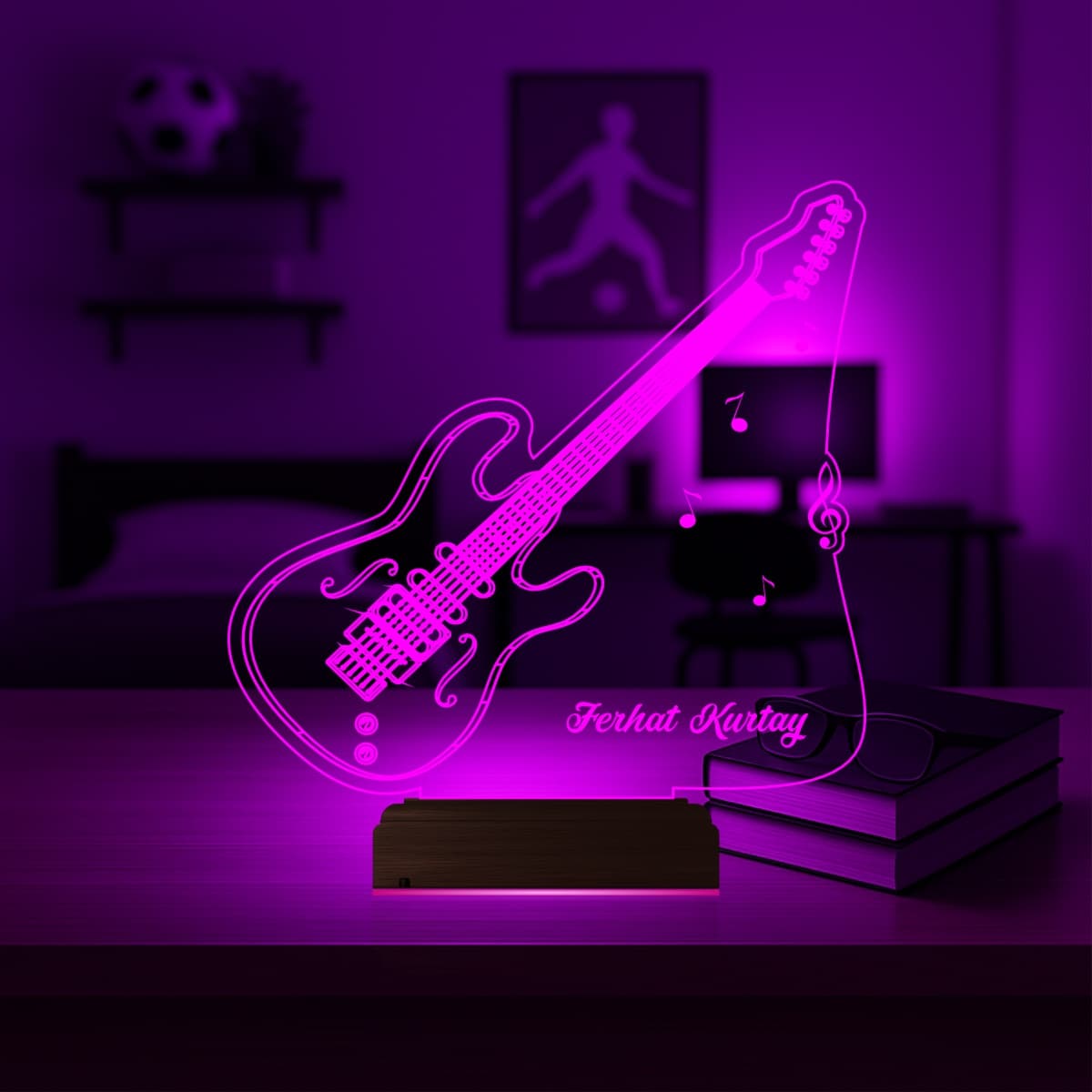 Гитара с именем — 3D LED Ночник | Подарок музыканту 4