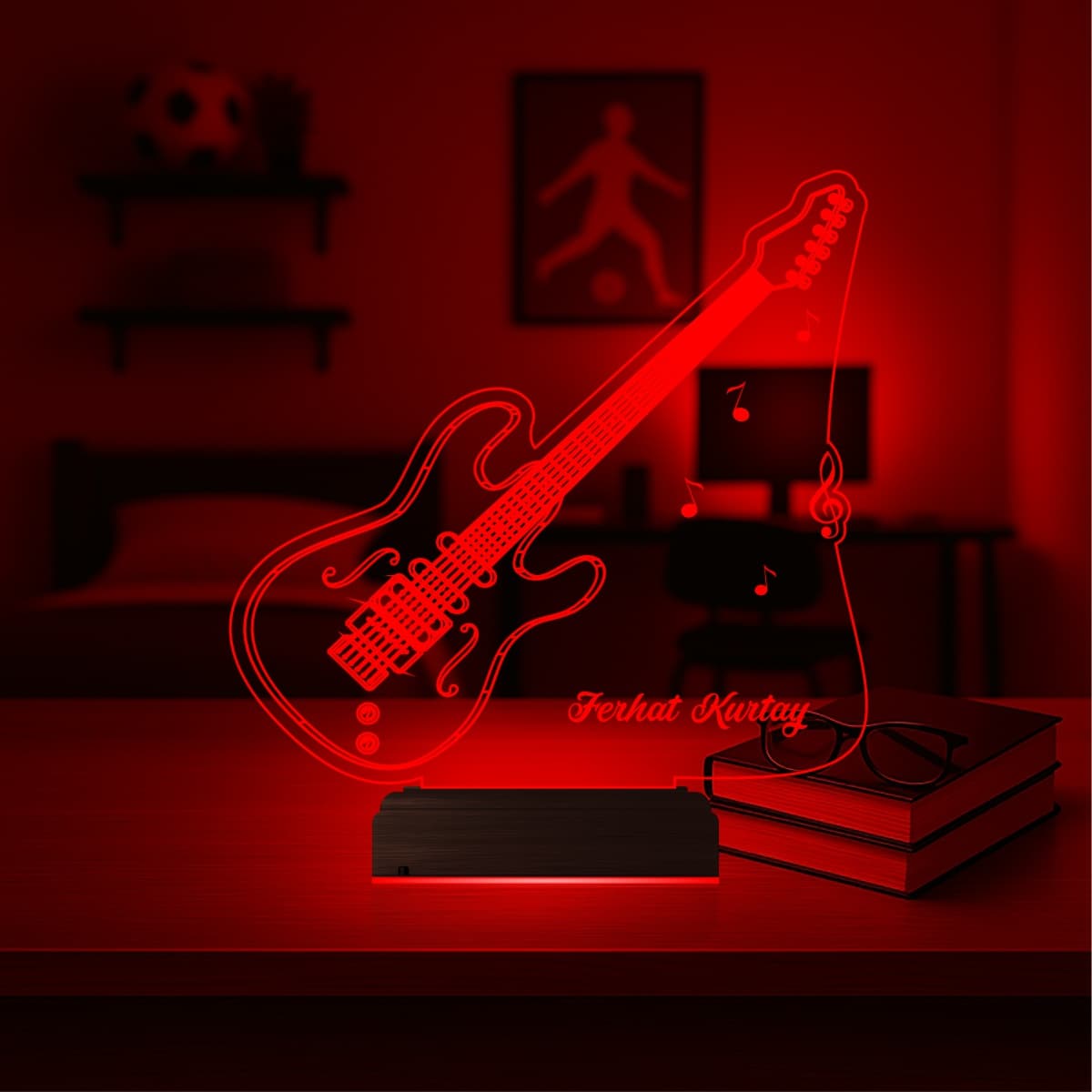 Гитара с именем — 3D LED Ночник | Подарок музыканту 6