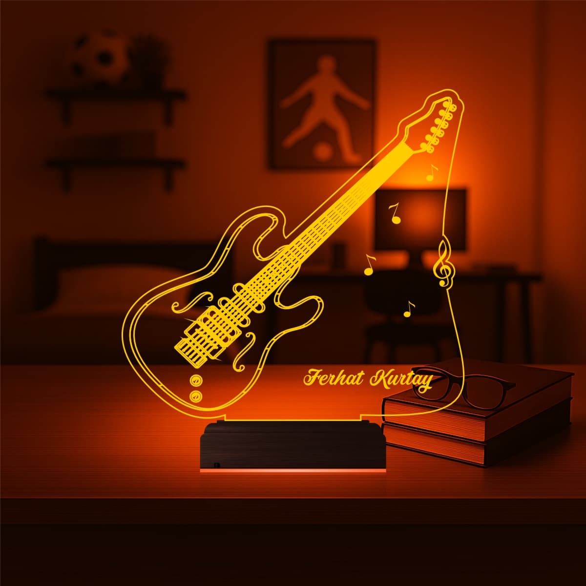 Гитара с именем — 3D LED Ночник | Подарок музыканту 7