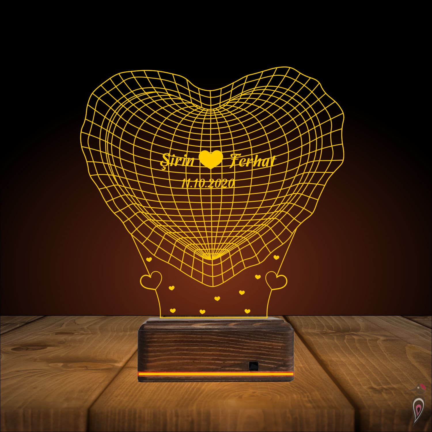Сердце с именами — 3D LED Ночник | Романтический подарок 9