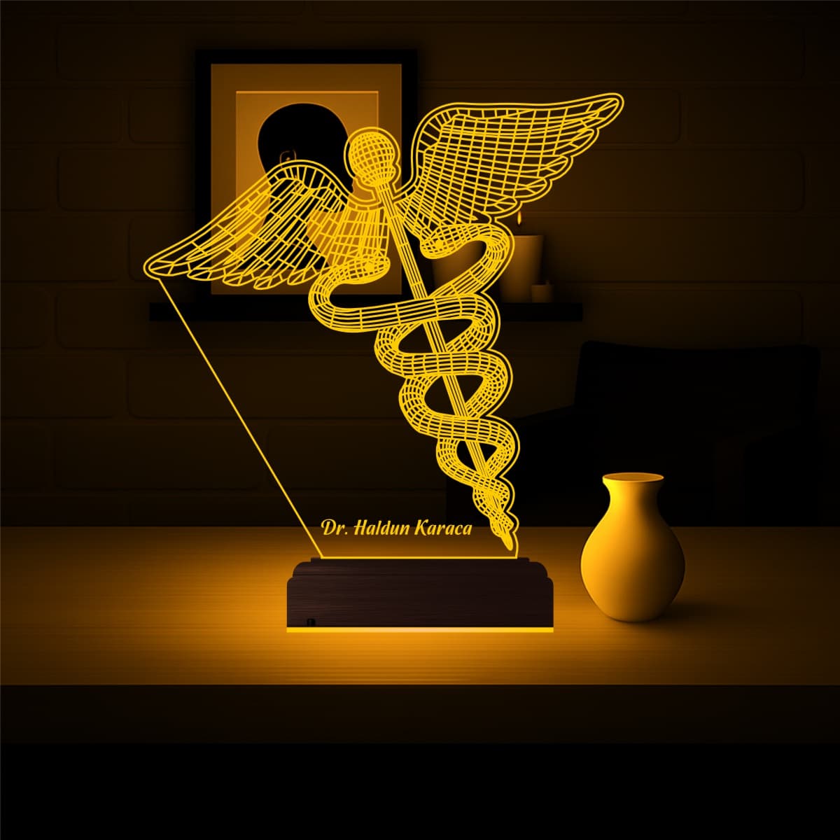 Кадуцей — 3D LED Ночник | Именной подарок врачу 7