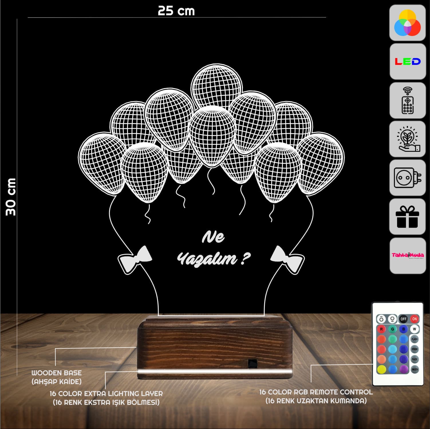 Воздушные шары — 3D LED Ночник | С индивидуальной надписью 2