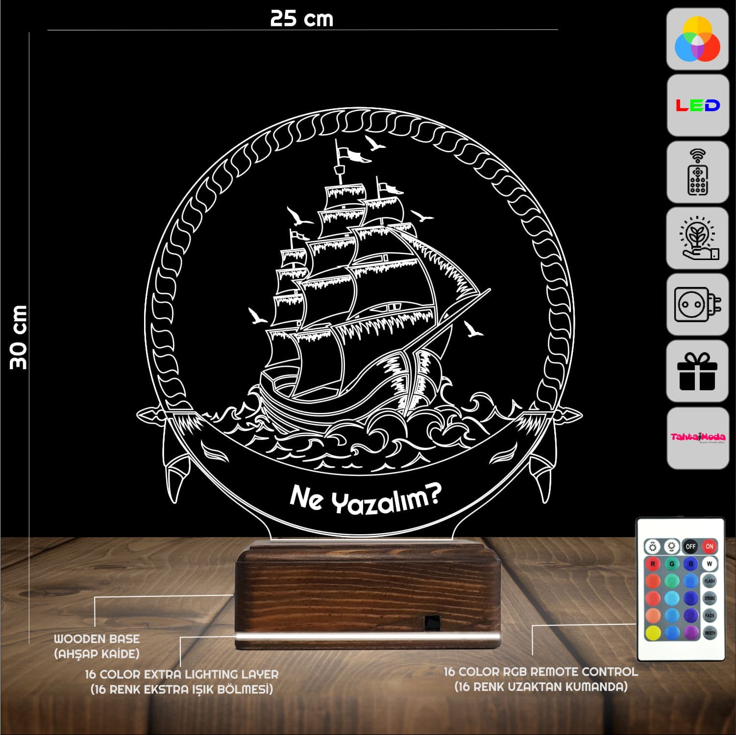 Парусник — 3D LED Ночник | Подарок мужчине 2