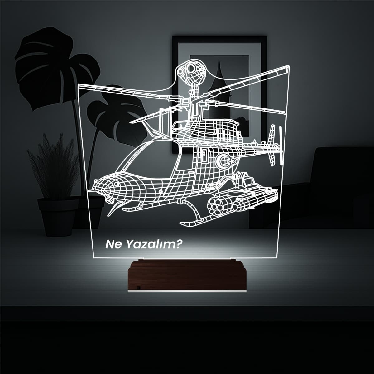 Вертолет — 3D LED Ночник | Именной подарок мужчине 1