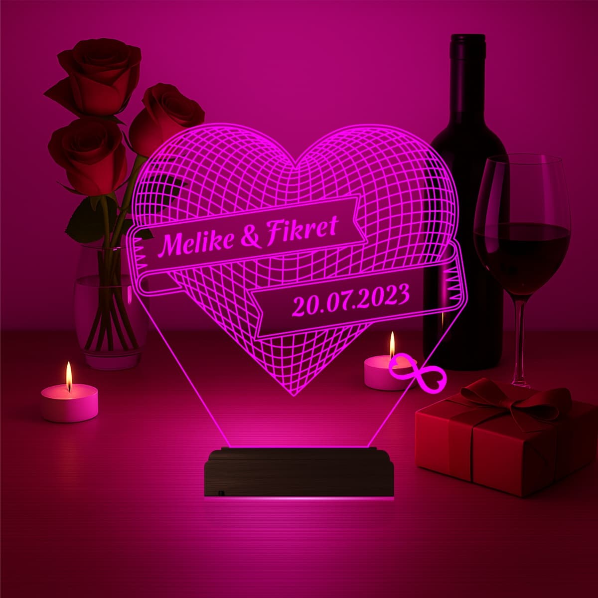 Именное Сердце — 3D LED Ночник | Подарок на годовщину 5