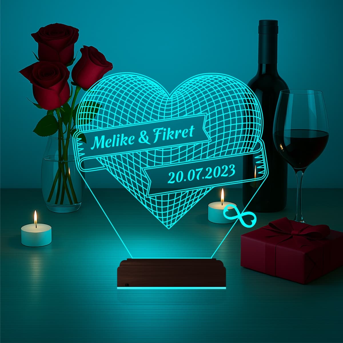 Именное Сердце — 3D LED Ночник | Подарок на годовщину 6
