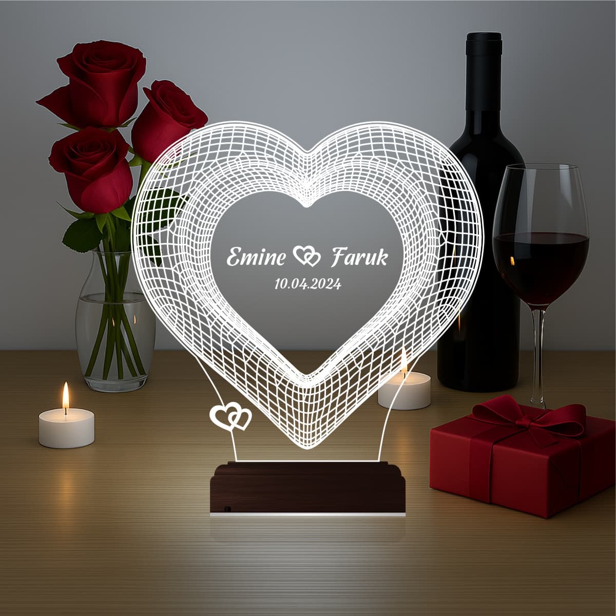 Именное Сердце — 3D LED Ночник | Подарок на годовщину 5