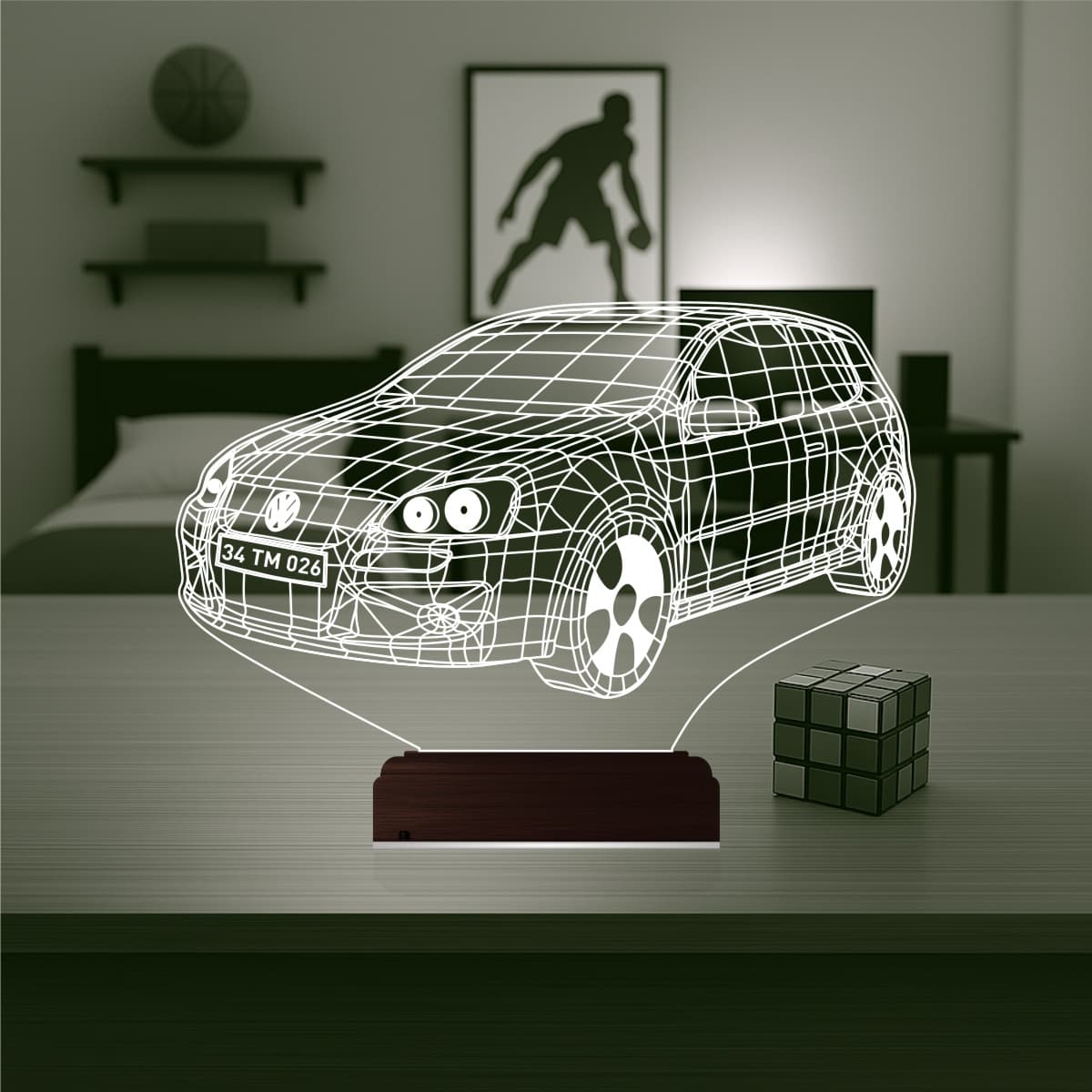 Volkswagen Golf — 3D LED Ночник | Подарок автолюбителю 1