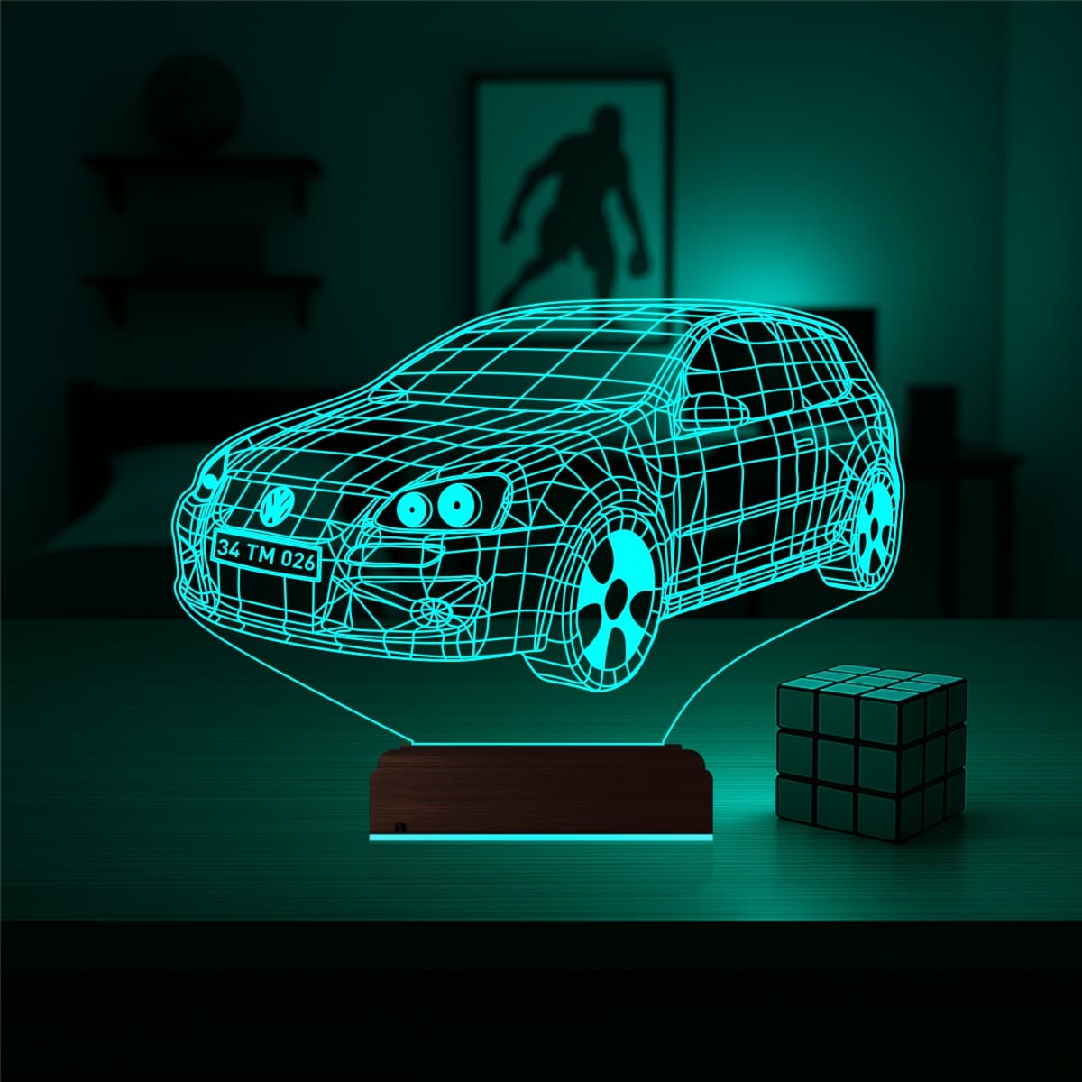 Volkswagen Golf — 3D LED Ночник | Подарок автолюбителю 3