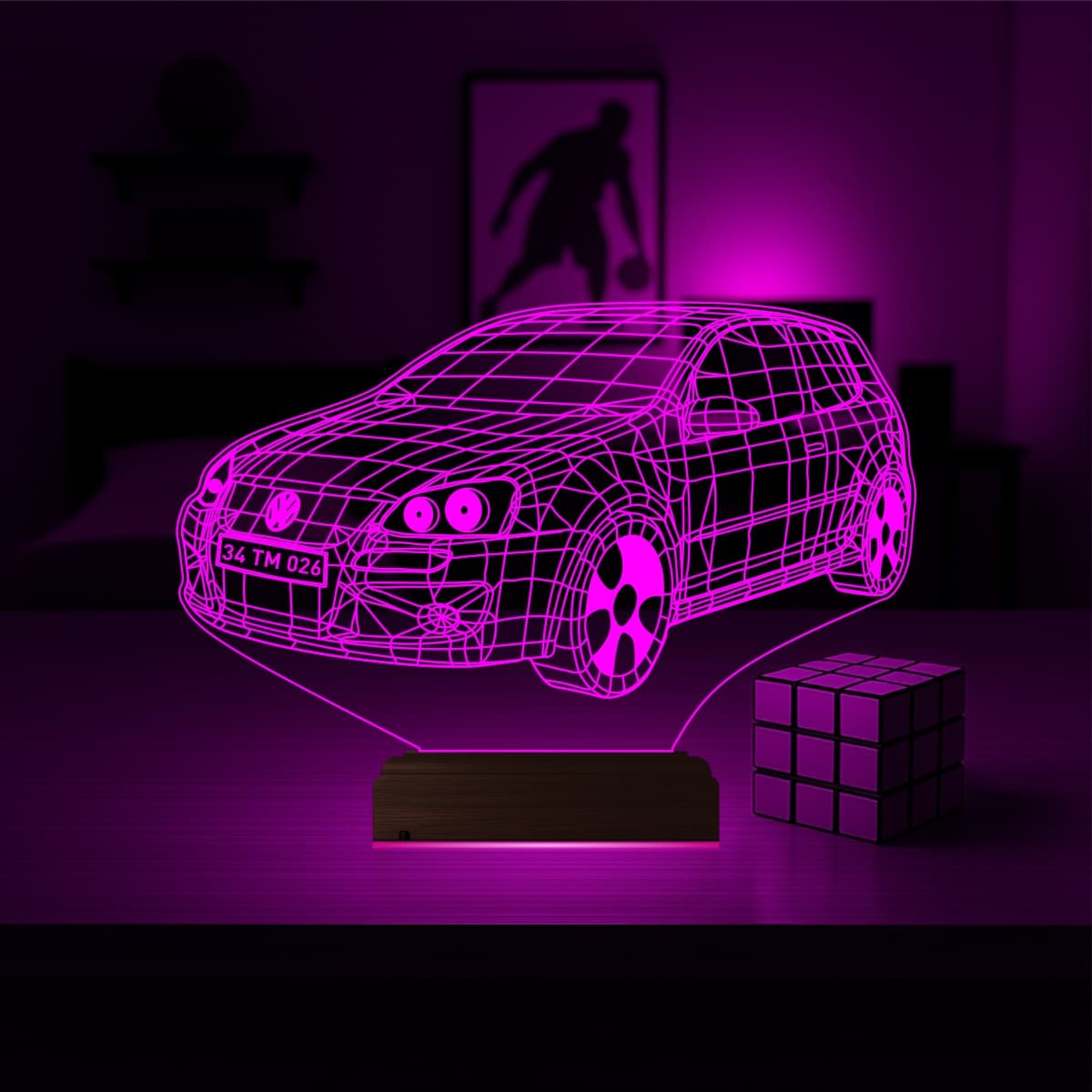 Volkswagen Golf — 3D LED Ночник | Подарок автолюбителю 4