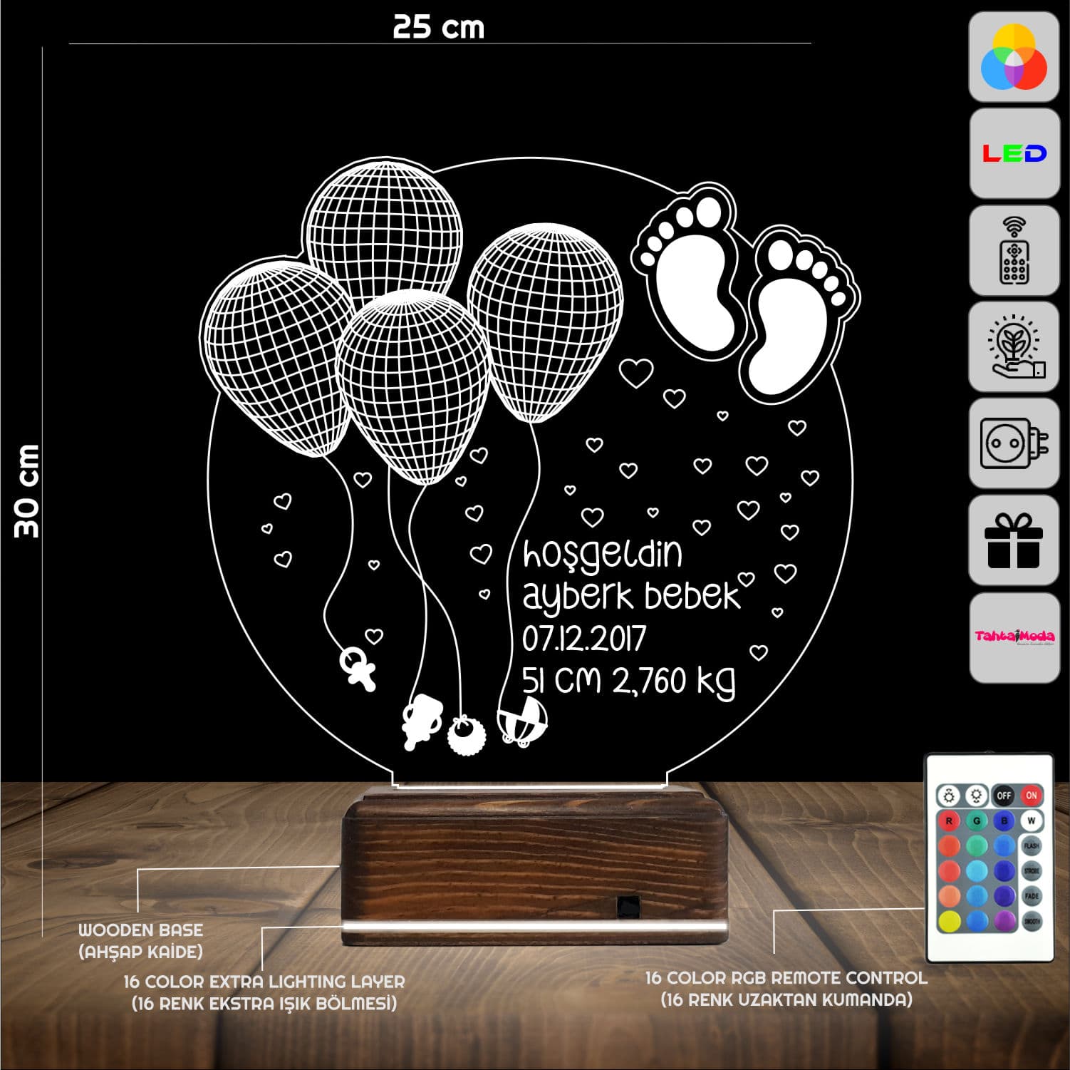 3D Kişiye Özel Lamba #205 2