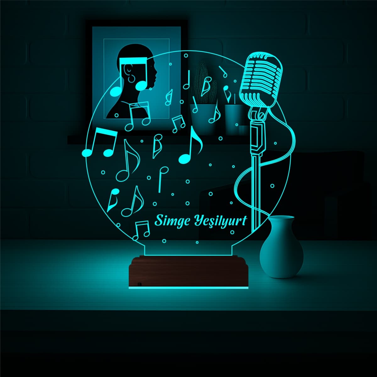 Микрофон и Ноты — 3D LED Ночник | Подарок музыканту 3