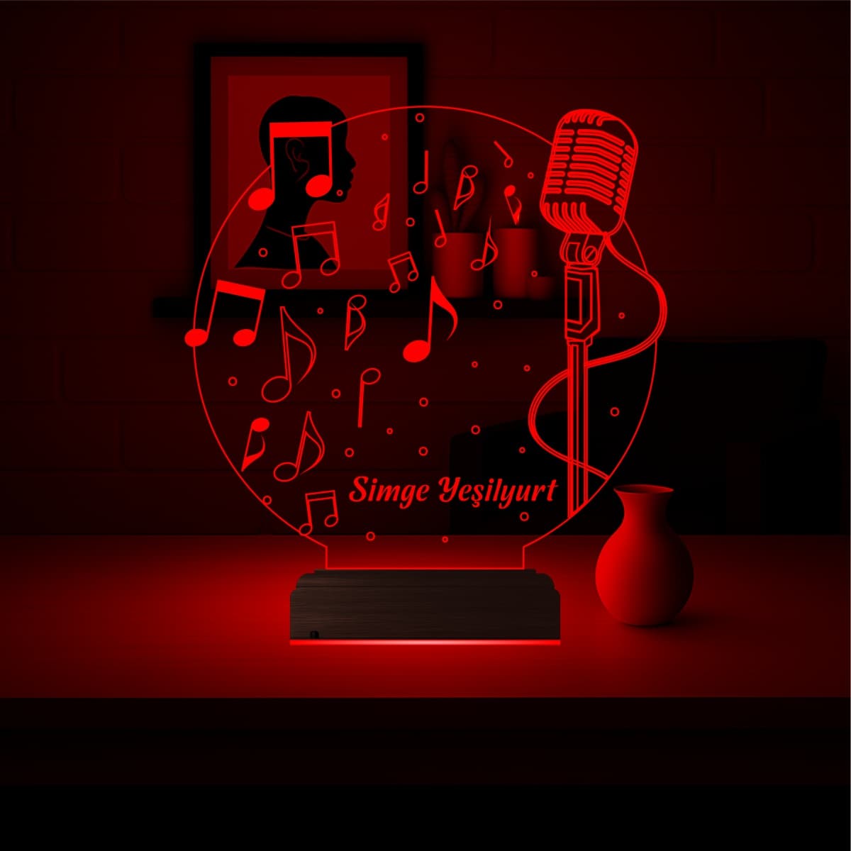 Микрофон и Ноты — 3D LED Ночник | Подарок музыканту 6