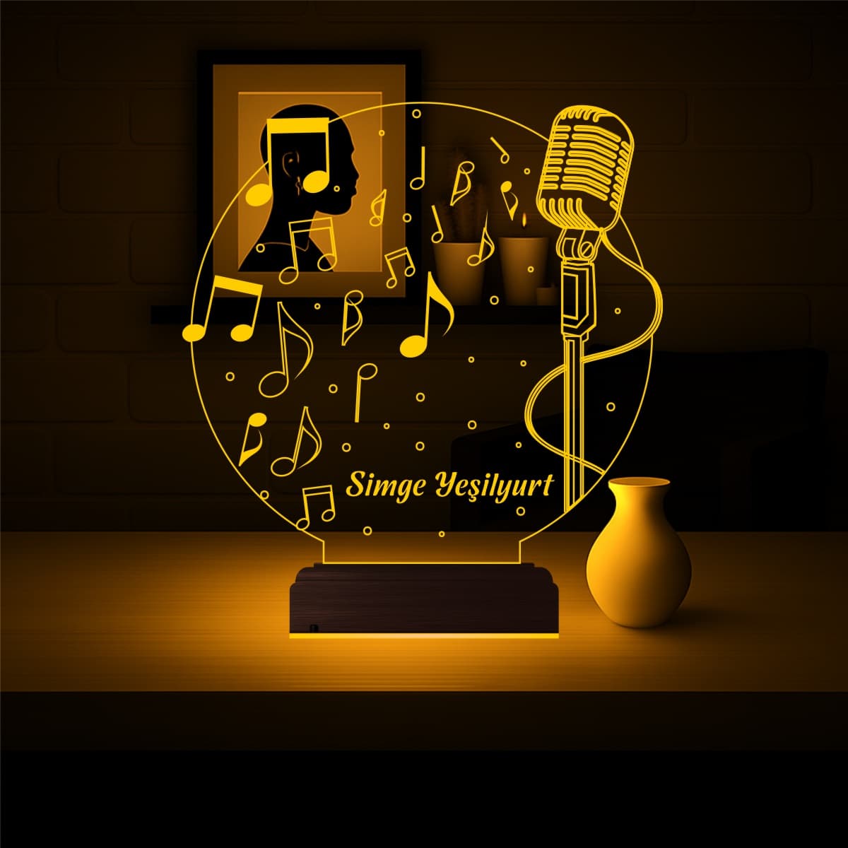 Микрофон и Ноты — 3D LED Ночник | Подарок музыканту 7