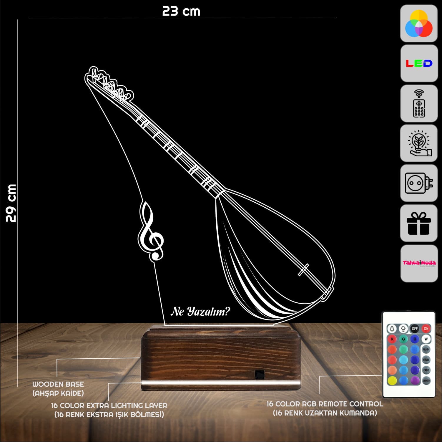 Саз — 3D LED Ночник | Именной подарок музыканту 2