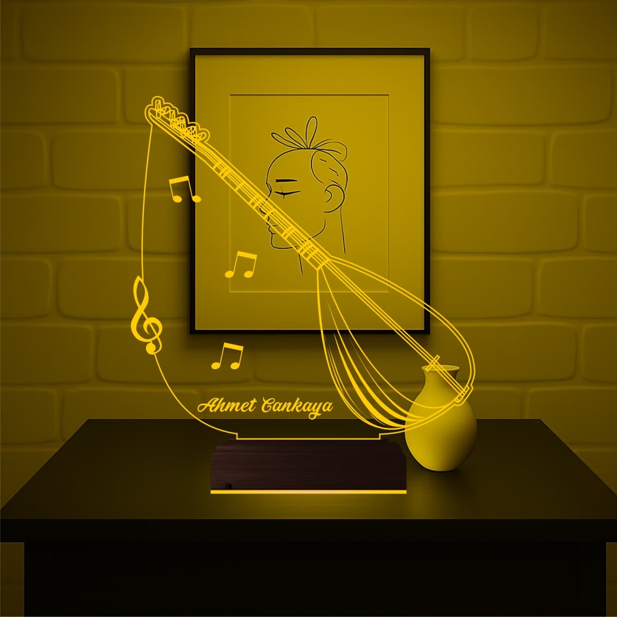 Саз — 3D LED Ночник | Именной подарок музыканту 3