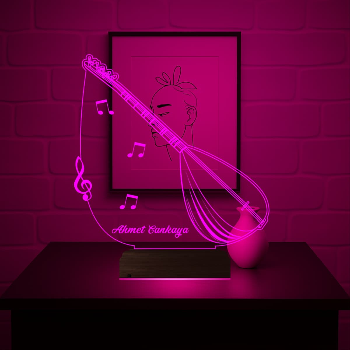 Саз — 3D LED Ночник | Именной подарок музыканту 4