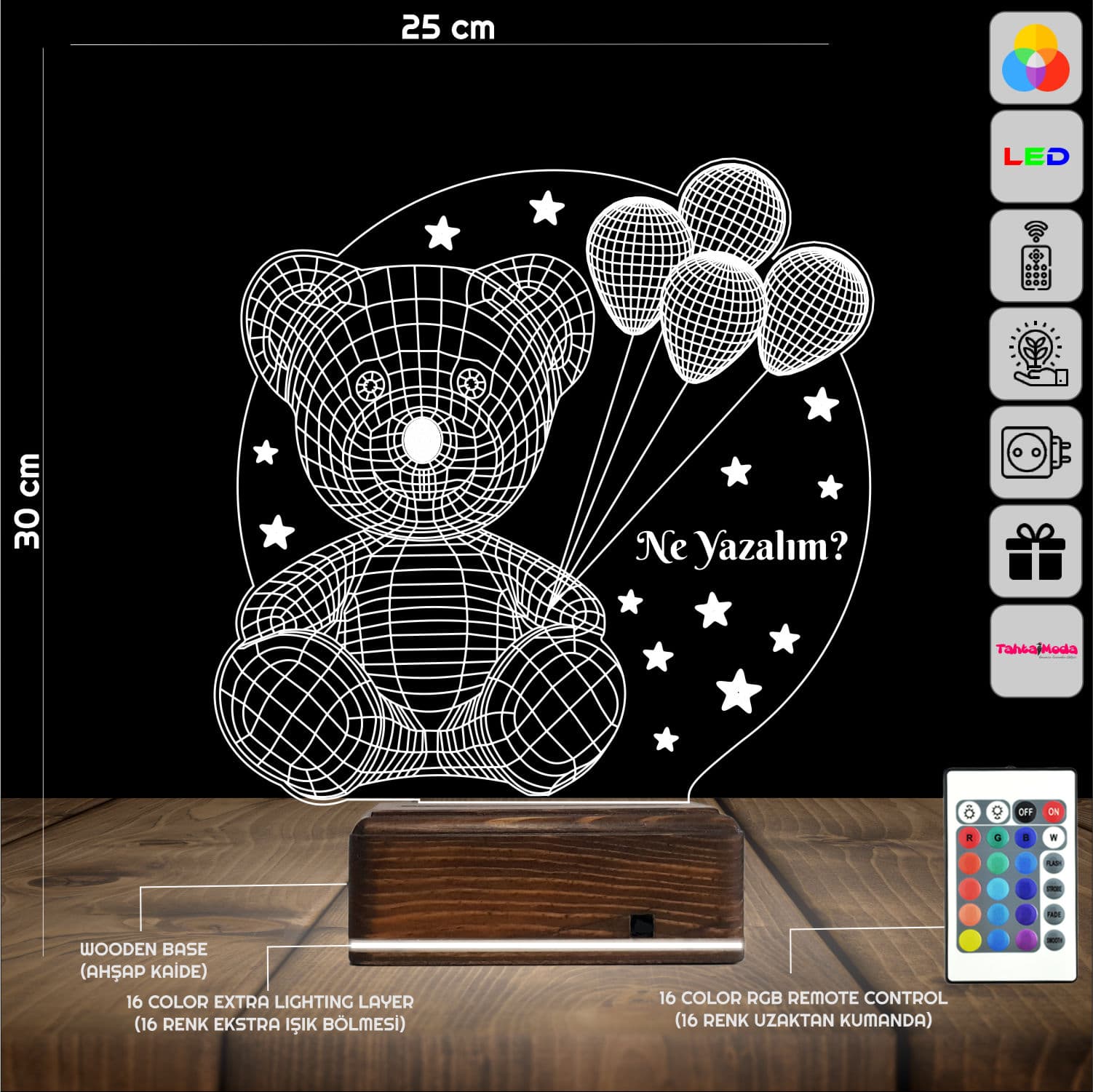 Мишка с шариками — 3D LED Ночник | Подарок ребенку 2