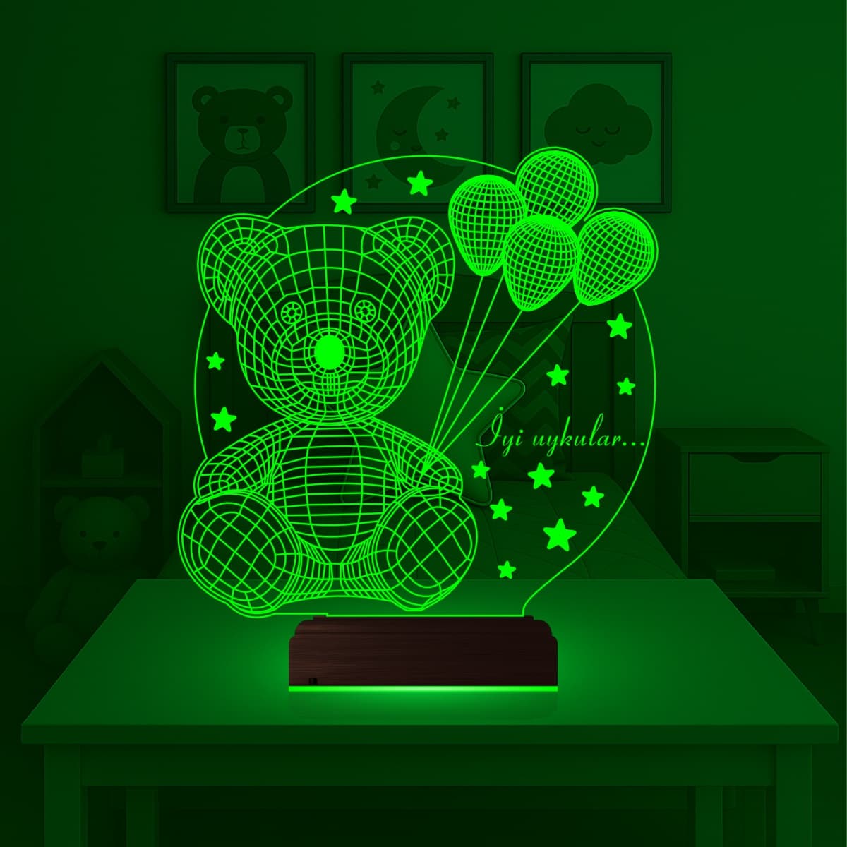 Мишка с шариками — 3D LED Ночник | Подарок ребенку 5