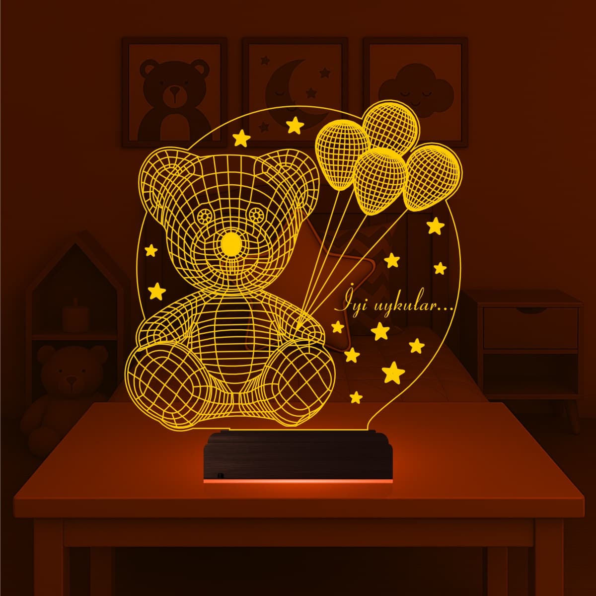 Мишка с шариками — 3D LED Ночник | Подарок ребенку 7